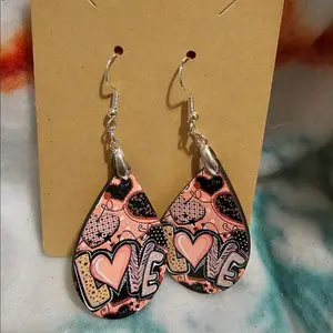 Love Heart Sublimation Earrings