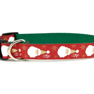 Christmas Dog Collar - Red and Gold Classic Santa - Holiday Dog Collars - Winter Dog Collar - Santa Claus Dog Collar - Seasonal Dog Collar
