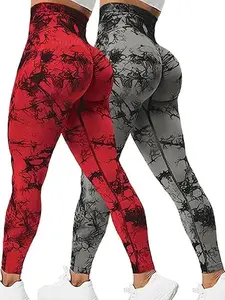 Scrunch Butt Workout Leggings for Women High Waisted Tummy Control Yoga Gym Pants with Tie Dye Design Comfortable & Stylish