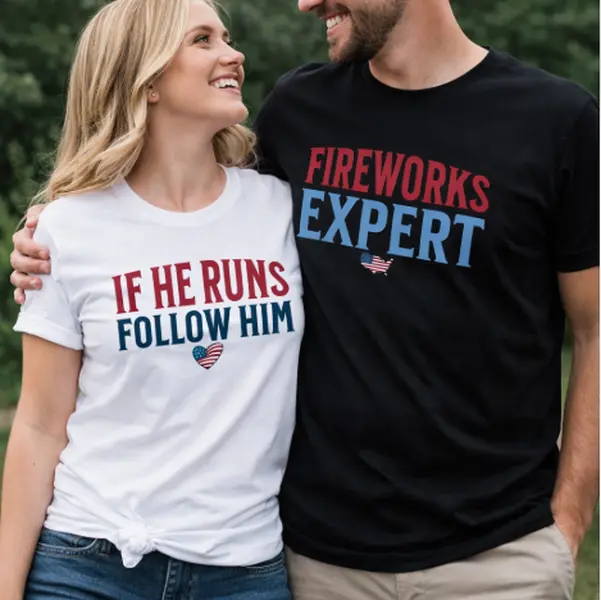 [Made in USA] Couples Fourth of July Fireworks Shirts, Adult Humor 4th of July Couple Matching shirt, Independence Day Fireworks Tees, 250 Years Of Freedom USA shirt, Red White and Blue, Unisex Men Women casual tee