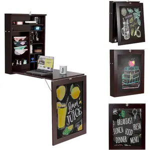 Wall Mounted DeskFloating Desk with Chalkboard Space Saving Fold Up Wall Convertible Desk  Multi-Function Wall Mounted Table with Storage Shelves & HooksNo Assembly RequiredSimple and convenient does not take up space