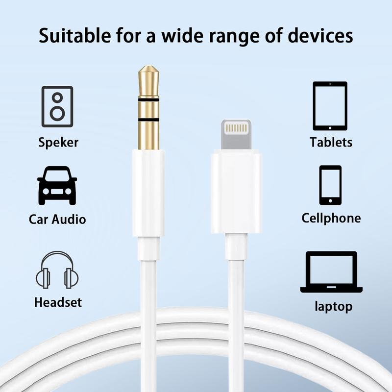 iPhone Aux Cord for Car, 2 Pack Lightning to 3.5 mm AUX Audio Cable Cord for Car Home Stereo, Speaker, Headphone Compatible with iPhone 14 13 12 11 Pro Max XS XR X 8, 3.3ft Accessories Portable
