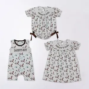 Smock Daddy's Girl Embroidery Duck Bows Baby Romper
