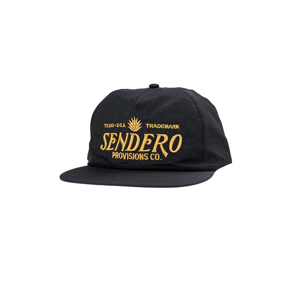 Sendero Provisions Co. Embroidered Hat - Unisex, 1-Size Adjustable, Curved Brim, Black/Gold, Mesh Fabric, Casual, Shape-Retaining Fashion Accessory, Embroidered Hats, Adjustable Expandable Hats