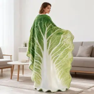 1PC Soft Comfortable Realistic Vegetable Blanket, Fun Cabbage Simulation Outdoor Blanket, Flannel Throw for Sofa Office Bed Outdoor Travel