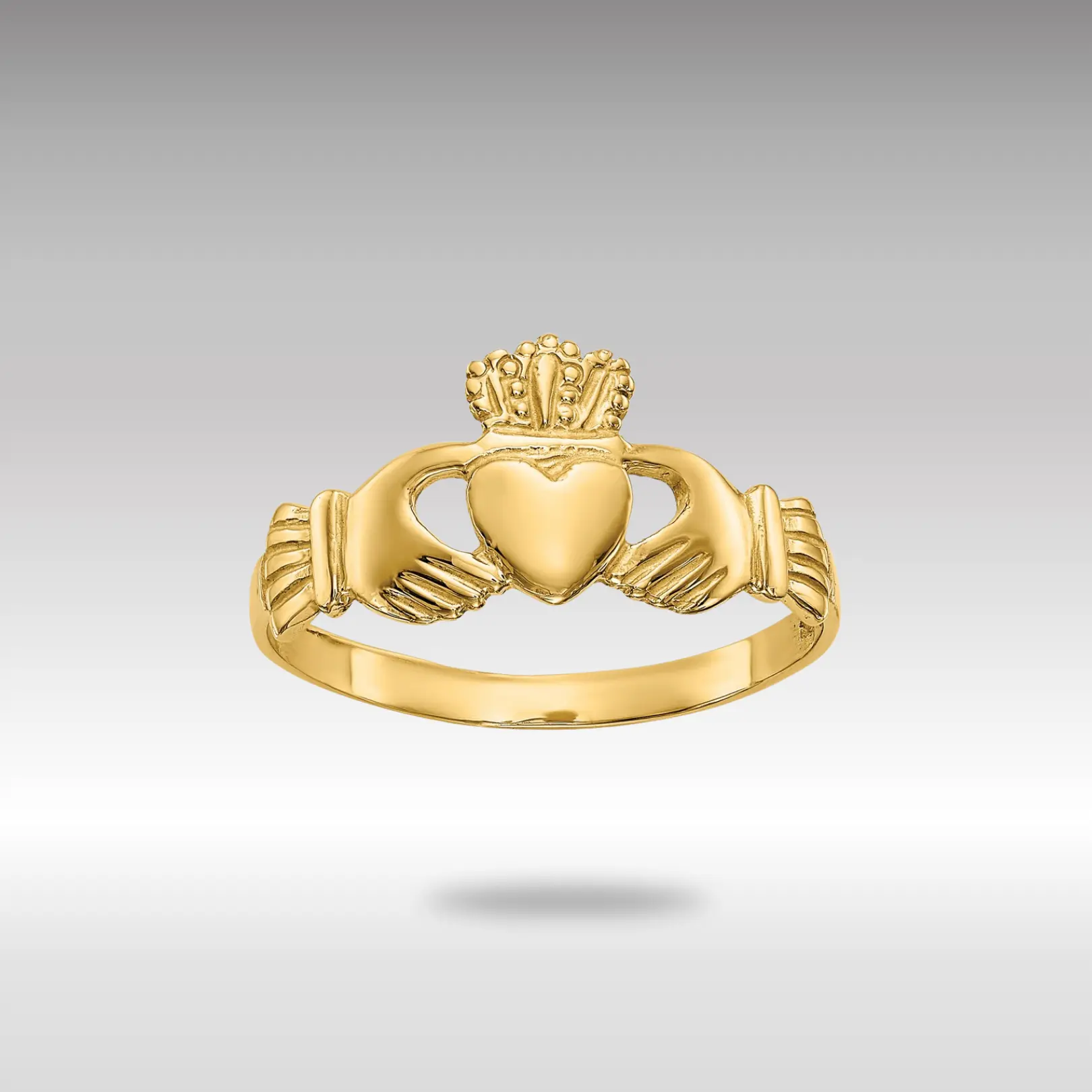 14K Gold Polished Ladies Claddagh Ring Model-D1863