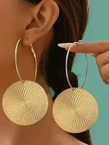 Vintage Round Pattern Earrings, Exaggerated Cold Style, High-Quality Alloy Pendant, Boho All-Season Jewelry, No Plating