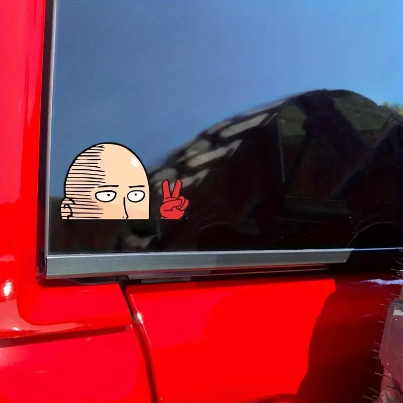 1PC Cute Anime Funny Sticker, Car Decorative Sticker, Car Decal, Car Stickers, For Car Water Bottles, One-Punch Man Anime Bags, Saitama's image decor, One-Punch Man cute anime style, Sticker For Cars, Car Accessories Cute