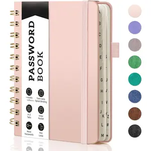 Password Book with Alphabetical Tabs, Spiral Password Keeper Book for Seniors, Internet Password Notebook Password Journal Logbook Log in Detail, Small - 4.7''x 6'' (Rose )