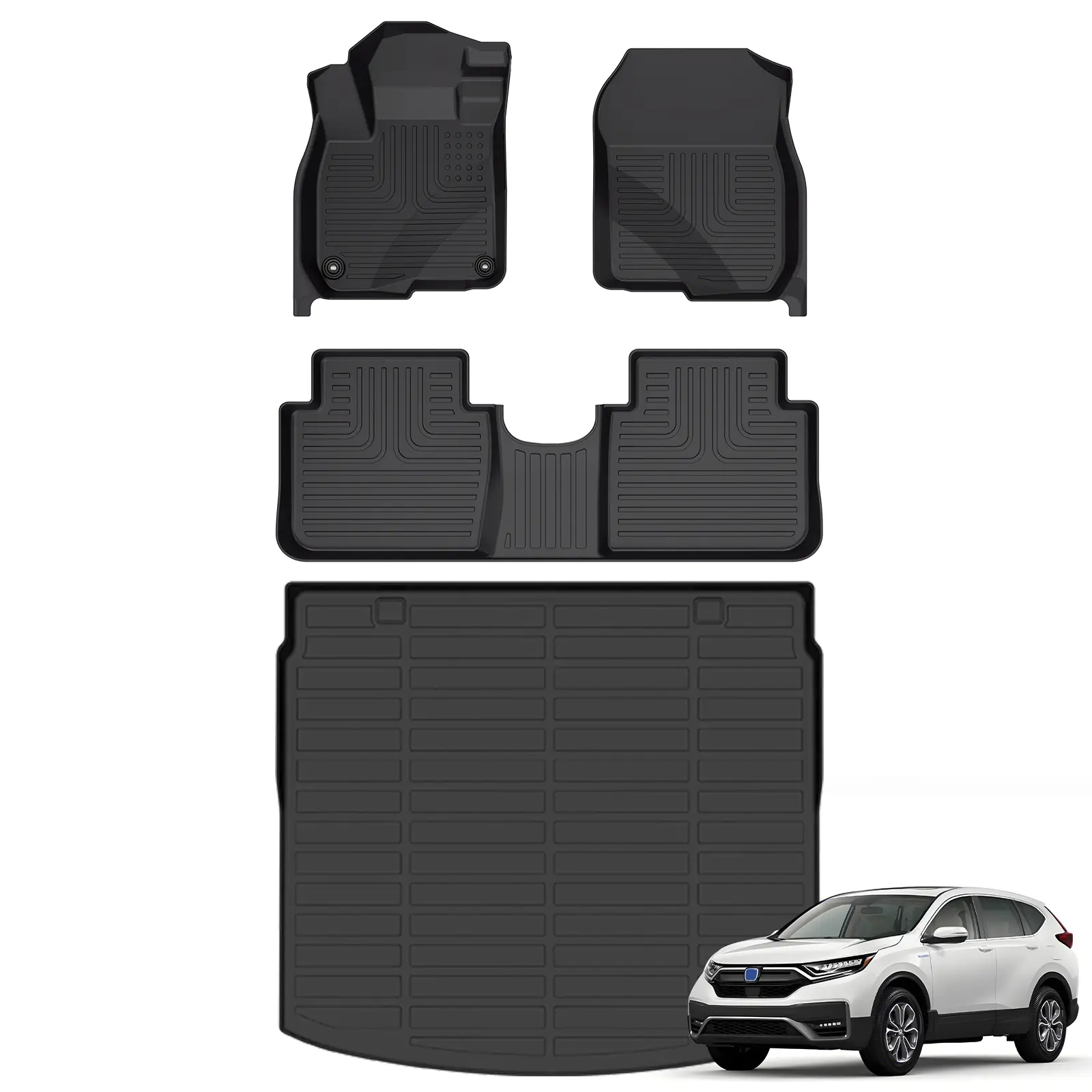 KELCSEECS Honda CR-V 2007-2011 2012-2016 2017-2022 2023-2026 Floor Mats & Cargo Liners All-Weather TPE Front & Rear Row & Trunk Mats  Accessories Non-Slip Custom Fit Waterproof Easy Clean Eco-Friendly Safe Durable 3D Laser Scans
