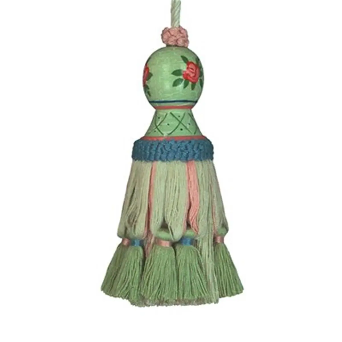 123 Creations Laura-Green Handmade Hand-Painted Tassel Shape Hangable Decoration - 5x0.5 in Furniture & Door Accessory for Commercial Spaces