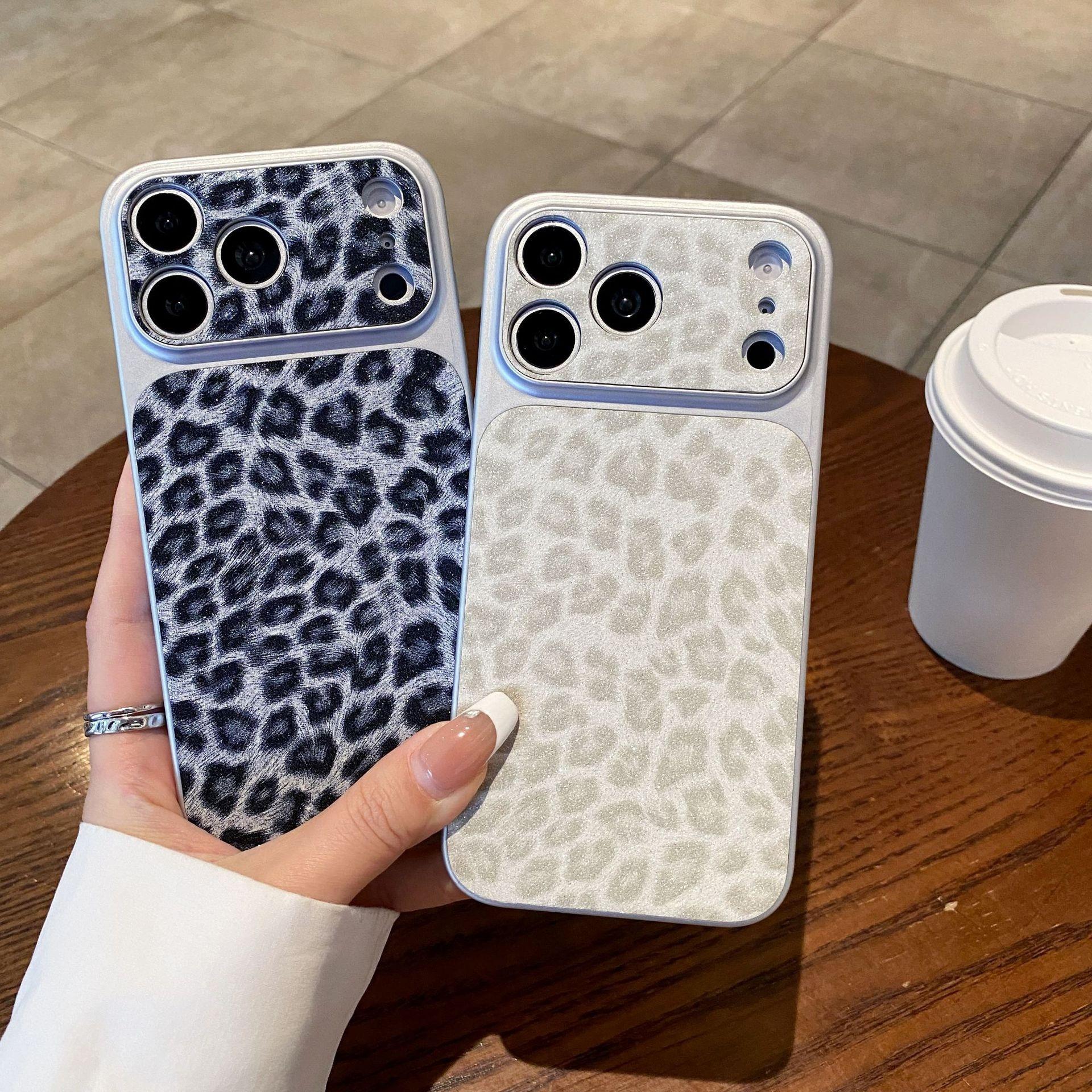 （Case & Nova.） Luxury Leopard Print Glitter Phone Case with Large Lens Window, Compatible with iPhone 17 Pro Max, 16, 15, 14, 13, 12, Shockproof Protective Cover junk