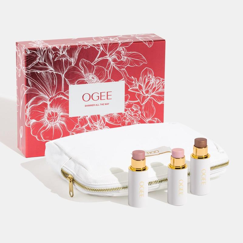 Ogee Shimmer All The Way Highlighter Set - Limited Edition 3-Piece Gift Set in Organic Cotton Gift Bag - Cosmetic