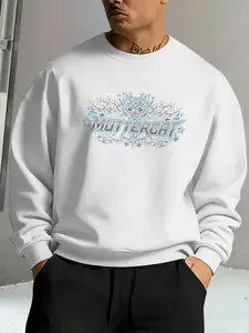 Trendy Casual Sport Round Neck Sweatshirt, Single Piece, 100% Polyester Fiber, Youth Fashion Versatile, Perfect for Daily Wear