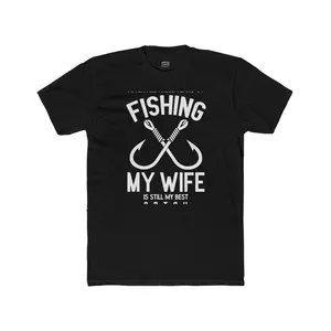 My Wife Is My Best Catch Solid Black Cotton Crew TShirt