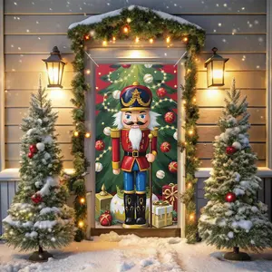 Nutcracker Pattern Door Banner, 1 Count Christmas Themed Door Decoration, Festive Hanging Banner for Indoor & Outdoor Christmas Party