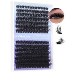 Geeneiya Eyelash Clusters Fluffy Lash Extension Mink Thick Cluster Eyelash Extensions 10-18MM Cluster Lashes Individual Fluffy Fake Eyelashes, Not Kit (60D+80D, 280Pcs)