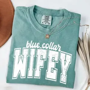 Comfort Colors Blue Collar Wife T Shirt, Funny Construction Partner Shirt, Plumber Wife Shirt, Trucker And Trades Wife Tee, Casual Workwear Shirt For Women, Unisex Casual Graphic T-Shirts