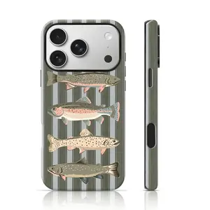 Minimalist Trout Fish Design Aesthetic Phone Case 360 Protection,phone Case Suitable for Iphone 11/12/13/14/15/16/17 Pro Promax Plus Air and Samsung S22/S23/S24/S25 Plus Ultra Fe,Cute Phone Case