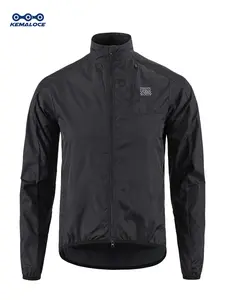 KEMALOCE Men Cycling Wind Jacket Long Sleeve Athletic Jackets, Athlete Jackets, Windproof Reflective Lightweight Breathable, Blue, Ideal for Cycling Running Outdoor Activities