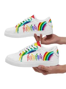 Men's Rainbow & LGBT Print Low Top Sneakers, Casual Comfortable Sports Skate Shoes for Daily Wear, Gym Training Sport Walking Shoes, Closed