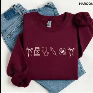 Minimalist Nurse Icons Gildan Sweatshirt Cute Medical Crewneck for Hospital Staff, RN Appreciation Gift, Nursing School Graduation Pullover for Her, Gift for Valentine