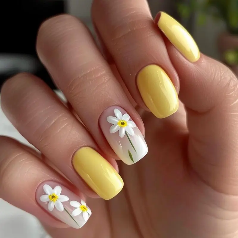 Glossy Cute Flower Design Fake Nails With Jelly Glue & Rubbing Strip, 24pcs Artificial Full Covers Nail Art Kit, Diy Nail Art, Nail Art Set, Decorative Nails, Nail Art Supplies