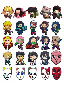 25pcs Demon Slayer Series Cartoon Shoe Accessories, Kids Shoes Decorations, Wristbands, Sandals, Christmas Gift for Children