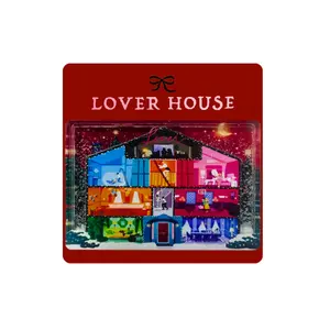 Lover House Snow Globe Fridge Magnet 3.5" × 2.4" – Shaker Snowflake Magnet, Cute Décor Gift for Fans Room Decor Dorm