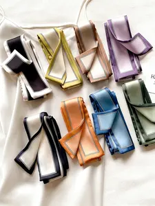 8 Pcs / 1 Set Candy Color Striped Elegant French Style Polyester Scarf, Vintage Hairband, Woven Ribbon, Multifunctional Scarf, Bag Accessory, Fashion Bag Charms