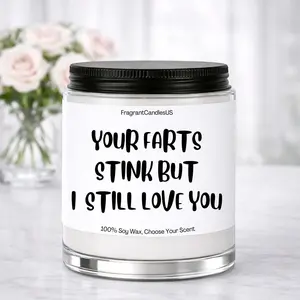 FragrantCandlesUS Scented Fart Household Candle - Non-Toxic, Smokeless Wax Aroma Decor Piece in Reusable Jar, Funny Valentine’s Day Gag Gift for Husband, Boyfriend