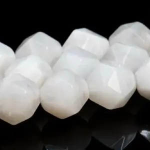 Natural White Crazy Lace Agate Gemstone Faceted Round Loose Beads Star Cutting Beads For DIY Jewelry Making Desig Handmade Crafts Bracelet, Necklace, Earrings AAA Quality 15.5 Inches Long, Semi Precious Stone, Spacer beads