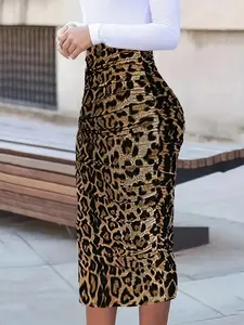 Plus Size Bodycon Leopard Print A-Line Skirt