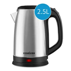 Stariver 2.5L Large Electric Kettle BPA Free 304 Stainless Steel 1000W Fast Boil Auto Shut Off Boil Dry Protection for Family 10-12 Cups