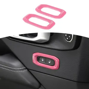 for Jeep JL Door Lock Switch Button Trim Cover Pink for Jeep Wrangler JL JLU 2018-Present for Gladiator JT 2020-Present Pink Interior Accessories 2pcs