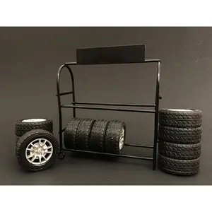 Metal Tire Rack with Rims and Tires for 1/24 Scale Models by American Diorama