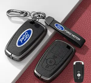 Genuine Leather Car Key Bag For Ford Fusion Edge Mustang Explorer Expedition Bronco Ecosport Ranger F150 F250 F350 F450 F550
