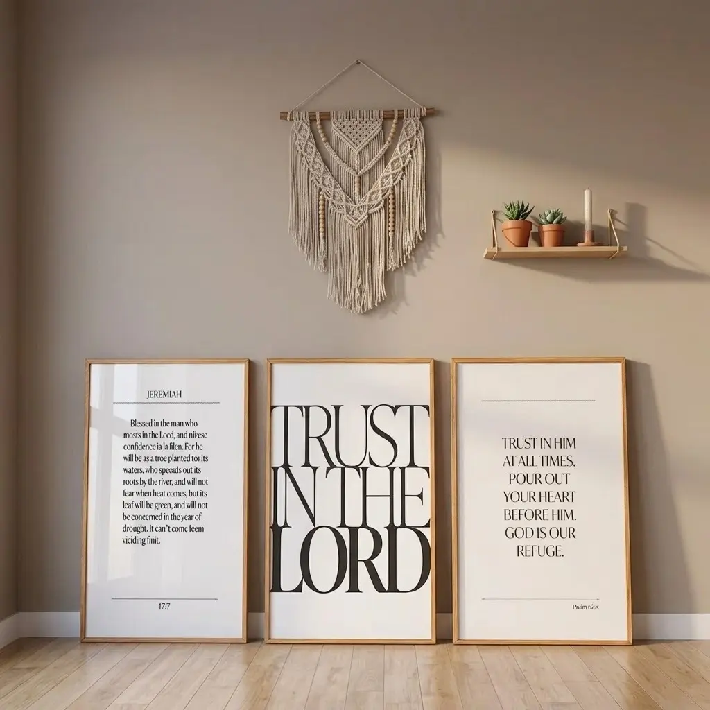 Christian Scripture Wall Art Set 3 - Minimalist Bible Verse Posters, Home Decor Ornaments Poster Unframed