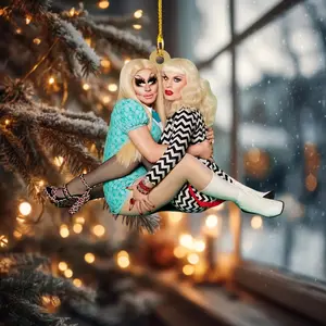 Trixie and Katya Christmas Ornament, Movie Fan Gift, Funny Comedy Duo Decor, Custom Holiday Tree Decoration, Retro Pop Ornament Gifts