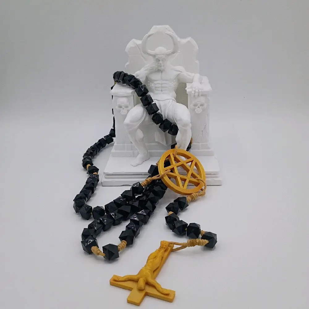 Ruined Halo Rosary (Inverted Pentagram/Cross-Gold/Black)