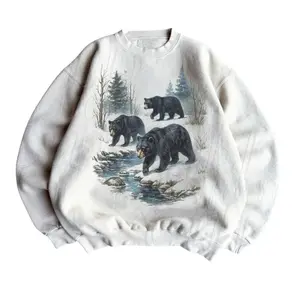 Retro Black Bears Wilderness 90s Sweatshirt, Vintage Brown Bear Crewneck, Boho Unisex Nature Wildlife Crewneck
