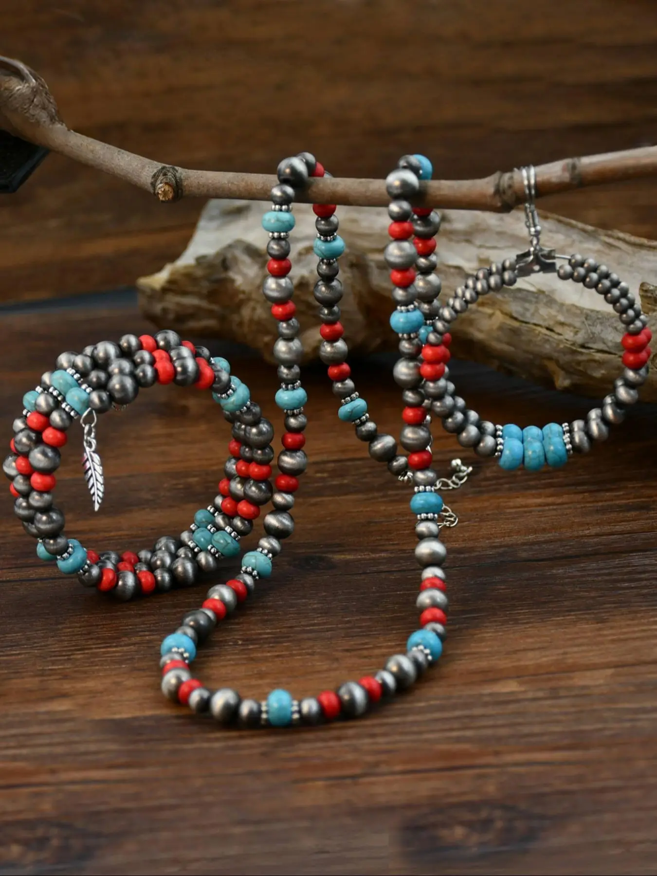 Boho Style Turquoise Decorated Necklace & Bracelet & Earrings, Fashion Jewelry for Party, Daily Clothing Decor, Trendy All-match & Exquisite Jewelry f