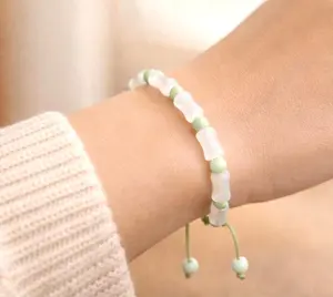 Adjustable Bamboo Style Beaded Bracelet, Korean Hanbok Gift