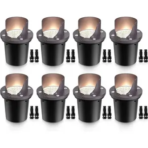12W Low  Landscape Lighting  Outdoor In-Ground Lights Shielded LED Well Lights 12V-24V Warm White Landscape Lighting for Pathway Garden Fence Deck, 8 Pack with Wire Connectors