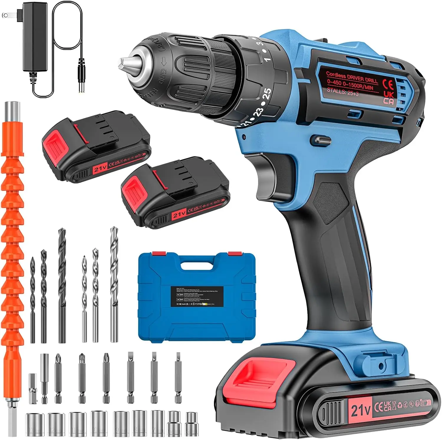 Rechargeable Lithium Drill, 36VF Electric Screwdriver Power Tool Hand Drill Set, Equipped With Battery And Charger Drilling Set, Screwdriver And Home