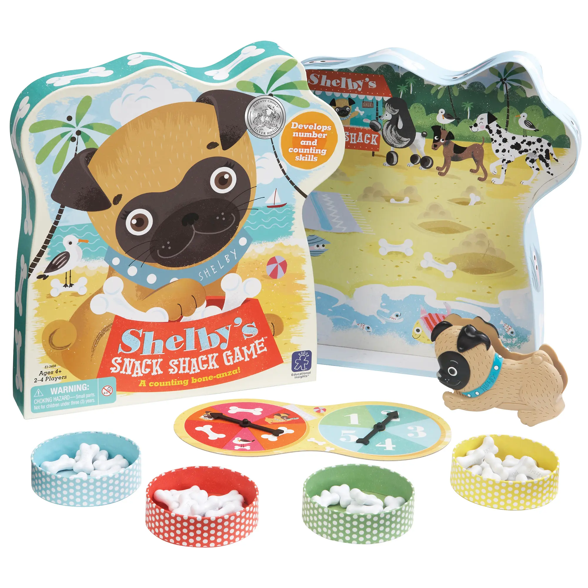 Educational Insights Shelby's Snack Shack Game, Preschool Math Game with Spinner for 2-4 Players, Fun Family Board Game for Kids Ages 4-6