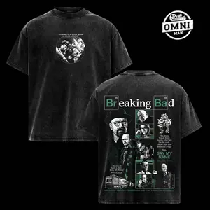 Walter White & Jesse Pinkman Breaking Bad Movie Graphic Unisex Tee – Vintage Washed Retro Film Inspired Shirt, Iconic Heisenberg Hat and RV Van Scene, Crime Drama Cult Classic Movie Streetwear, Pop Culture Apparel Gift