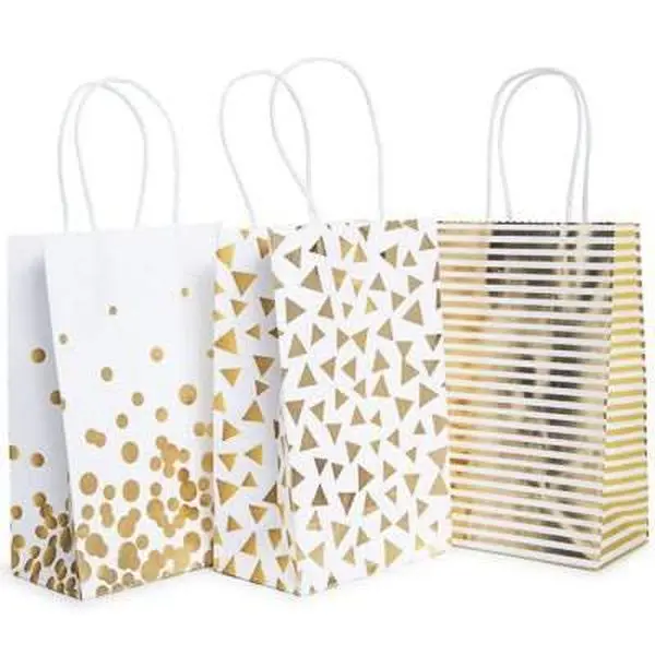 Zegsy 10-pack gold pattern gift bags 8.5 x 5.5in