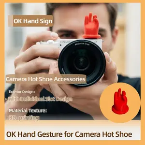 Vibrant Red OK Hand Camera Hot Shoe Cover, Fun & Stylish Camera Decoration, Dustproof Cap for DSLR, Creative Photography Prop, Mini Gesture Ornament