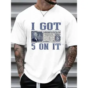 Exclusive Cotton Loose Fit T Shirt Featuring Vintage Currency Print with I Got 5 Dollars on It Graphic Black Casual Short Sleeve Tee for Stylish Everyday Wear and Holiday Presents